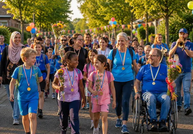 Overal door Nederland doen mensen mee aan de Avondvierdaagse.